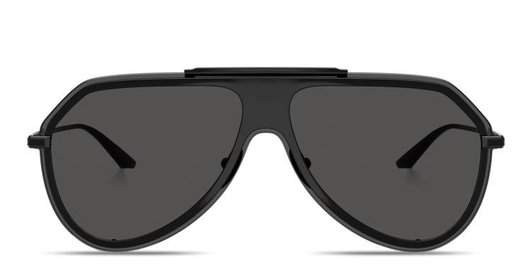 Shop Dolce & Gabbana Engraved Logo Pilot Sunglasses in Black online.