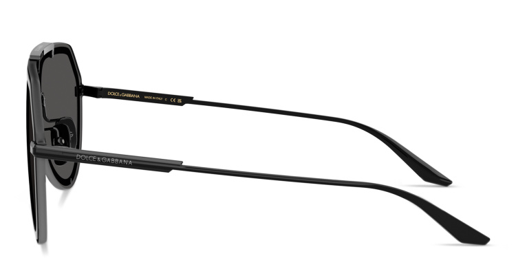 Shop Dolce & Gabbana Engraved Logo Pilot Sunglasses in Black online.