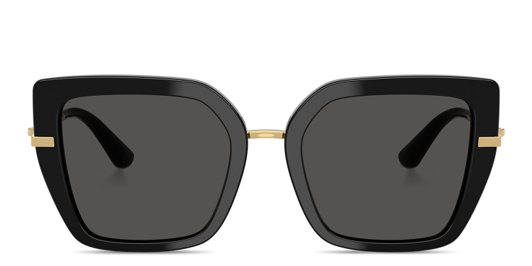 Shop Dolce & Gabbana DG Motif Butterfly Sunglasses in Black online.