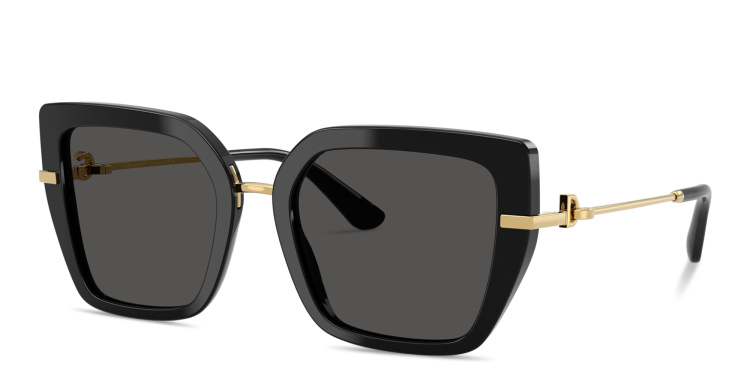 Shop Dolce & Gabbana DG Motif Butterfly Sunglasses in Black online.