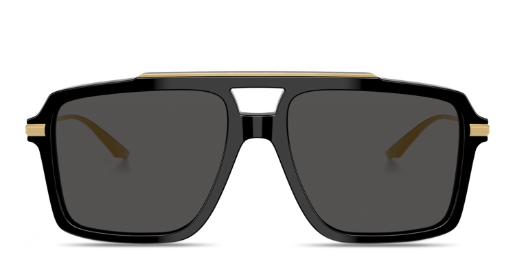 Shop Dolce & Gabbana Engraved Logo Pilot Sunglasses in Black online.
