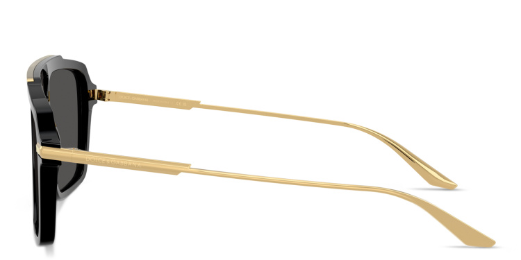 Shop Dolce & Gabbana Engraved Logo Pilot Sunglasses in Black online.