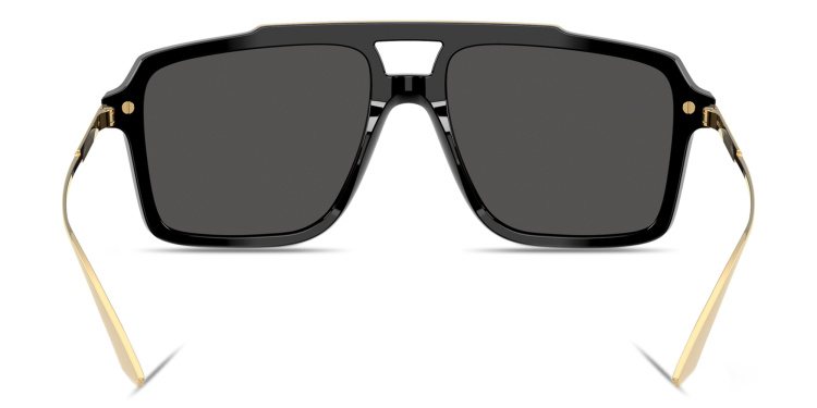 Shop Dolce & Gabbana Engraved Logo Pilot Sunglasses in Black online.