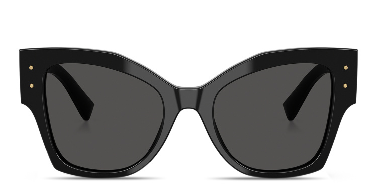 Shop Dolce & Gabbana Engraved Logo Cat-Eye Sunglasses in Black online.
