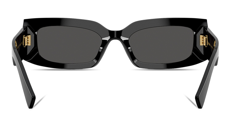 Shop Dolce & Gabbana Engraved Logo Rectangle Sunglasses in Black online.