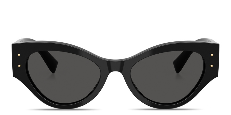 Shop Dolce & Gabbana Engraved Logo Cat-Eye Sunglasses in Black online.