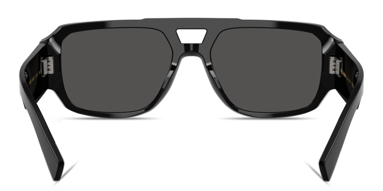 Shop Dolce & Gabbana Engraved Logo Aviator Sunglasses in Black online.