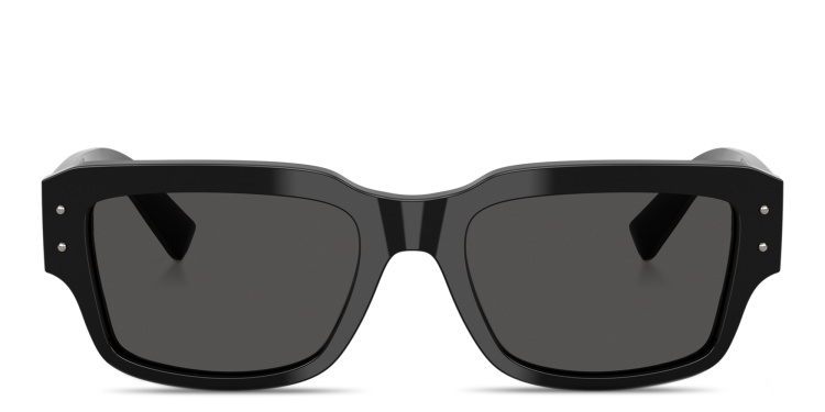 Shop Dolce & Gabbana Engraved Logo Square Sunglasses in Black online.