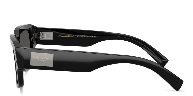 Shop Dolce & Gabbana Engraved Logo Square Sunglasses in Black online.