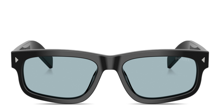 تسوق نظارات شمسية مستطيلة بالشعار المنقوش برادا بلون أسود أونلاين.