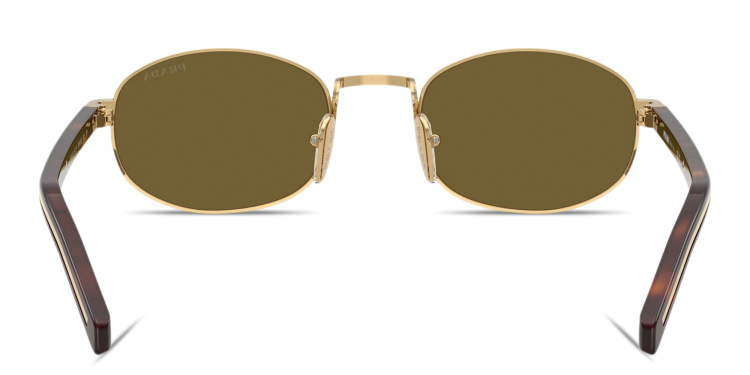تسوق نظارات شمسية بيضاوية بتوقيع العلامة برادا بلون ذهبي أونلاين.