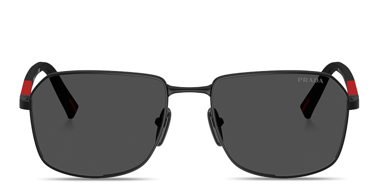 تسوق نظارات شمسية مستطيلة بتوقيع العلامة برادا لينيا روسا بلون أسود أونلاين.