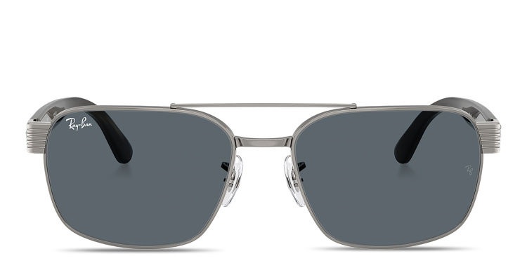 Shop Ray-Ban Embossed Logo Unisex Square Sunglasses in Gunmetal online.