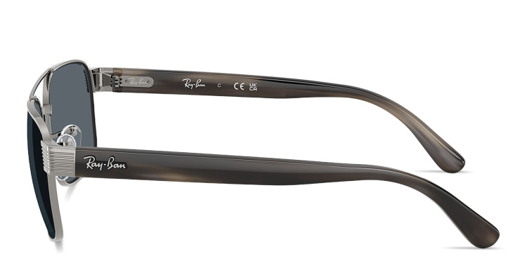 Shop Ray-Ban Embossed Logo Unisex Square Sunglasses in Gunmetal online.