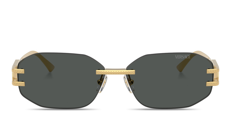 تسوق نظارات شمسية دامييه غير منتظمة بدون إطار مزيّنة بلوحة منقوشة بالشعار فيرزاتشي بلون ذهبي أونلاين.