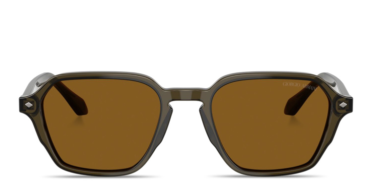 Shop GIORGIO ARMANI Logo Print Square Sunglasses in Green online.