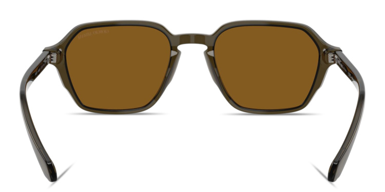 Shop GIORGIO ARMANI Logo Print Square Sunglasses in Green online.