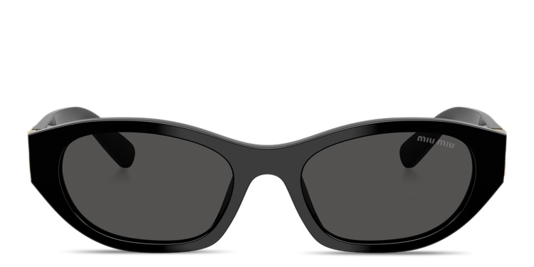 تسوق نظارات شمسية غير منتظمة بشعار العلامة العمودي ميو ميو بلون أسود أونلاين.