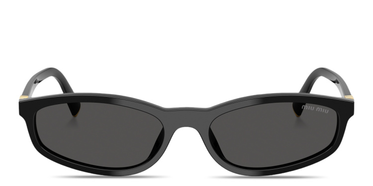 تسوق نظارات شمسية غير منتظمة بشعار العلامة العمودي ميو ميو بلون أسود أونلاين.