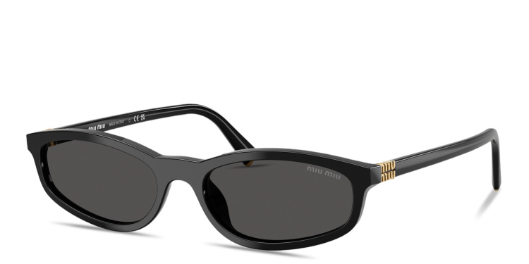 تسوق نظارات شمسية غير منتظمة بشعار العلامة العمودي ميو ميو بلون أسود أونلاين.