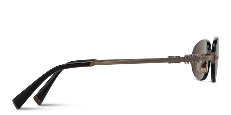 تسوق نظارات شمسية بيضاوية بدون إطار بشعار العلامة العمودي ميو ميو بلون ذهبي أونلاين.