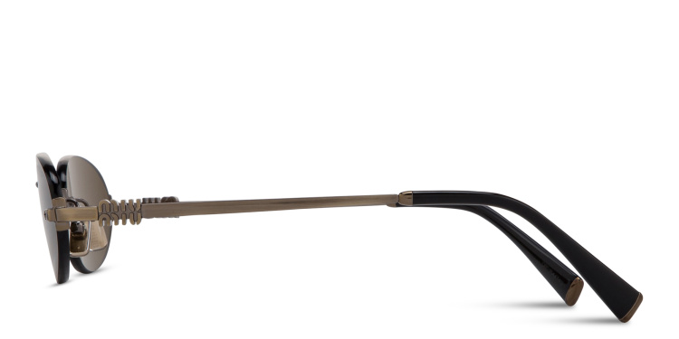 تسوق نظارات شمسية بيضاوية بدون إطار بشعار العلامة العمودي ميو ميو بلون ذهبي أونلاين.