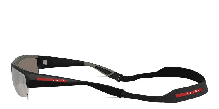 تسوق نظارات شمسية واسعة طراز بيلو بنصف إطار بتوقيع العلامة برادا لينيا روسا بلون أسود أونلاين.