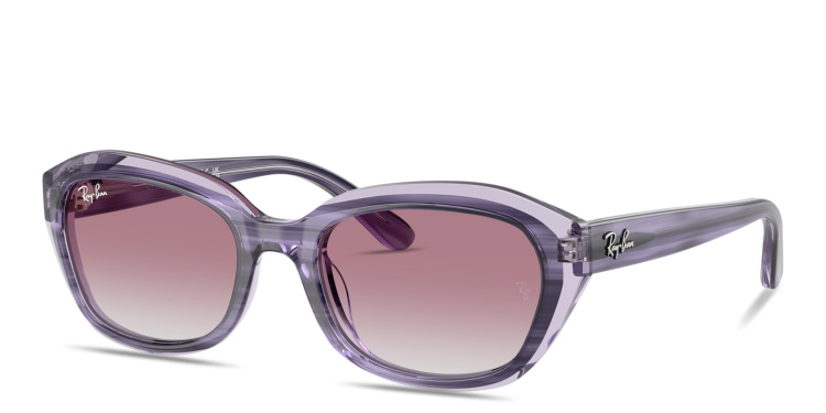 Shop Ray-Ban Junior Kids Originals Irregular Sunglasses in Purple online.