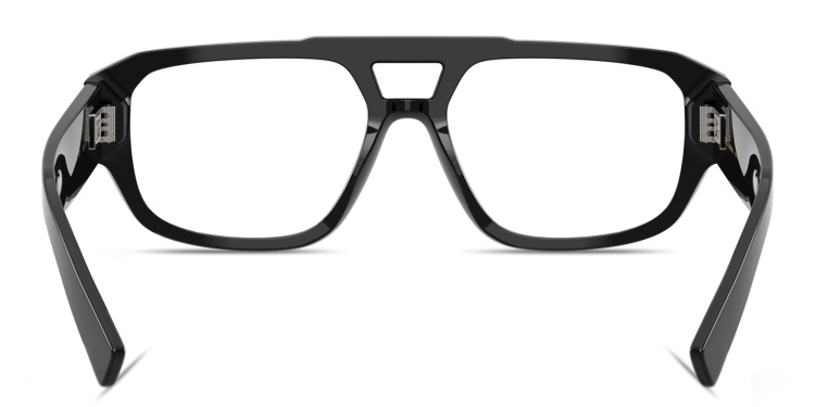 Shop Dolce & Gabbana Engraved Logo Wide Pilot Eyeglasses in Black online.