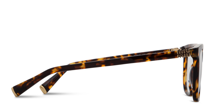 Shop MIU MIU Vertical Logo Pillow Eyeglasses in Havana online.