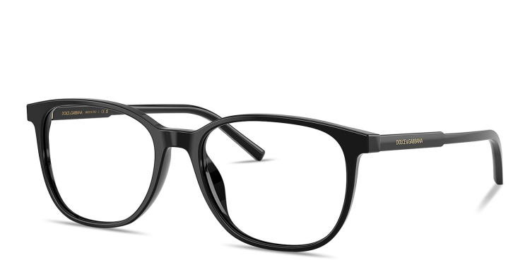 Shop Dolce & Gabbana Logo Lettering Square Eyeglasses in Black online.