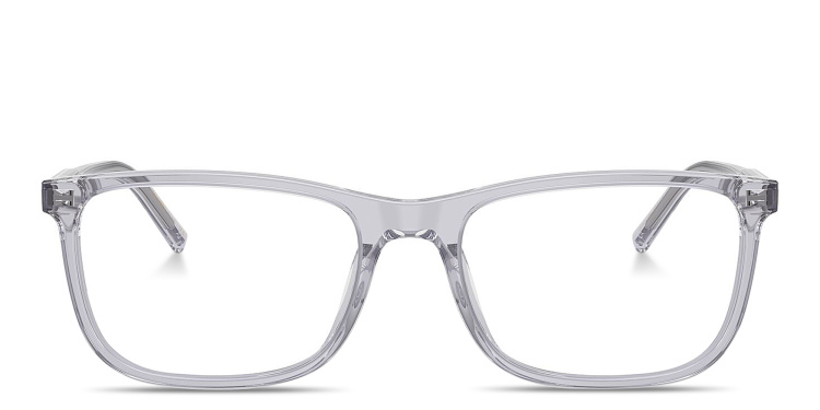 Shop Dolce & Gabbana Logo Print Wide Rectangle Eyeglasses in Grey online.