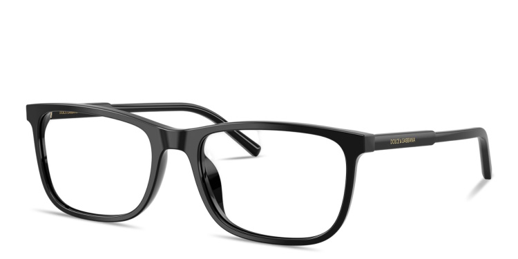 Shop Dolce & Gabbana Logo Print Rectangle Eyeglasses in Black online.