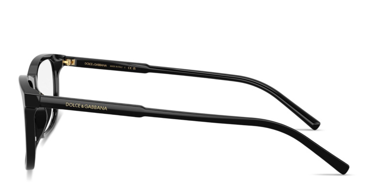 Shop Dolce & Gabbana Logo Print Rectangle Eyeglasses in Black online.