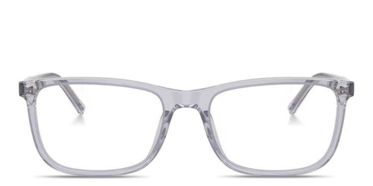 Shop Dolce & Gabbana Logo Print Rectangle Eyeglasses in Grey online.