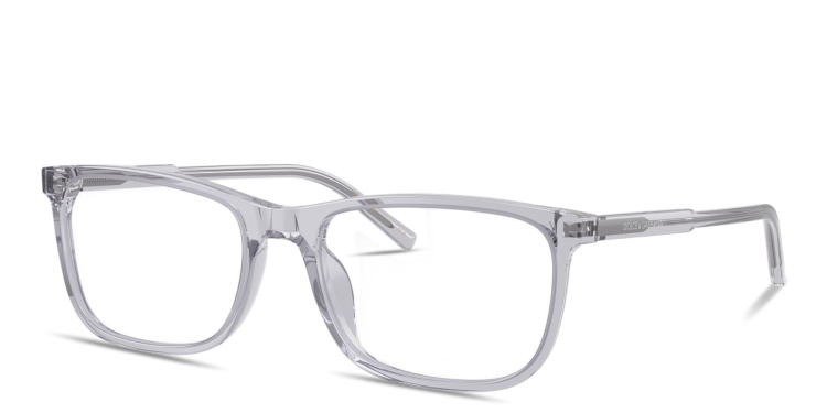 Shop Dolce & Gabbana Logo Print Rectangle Eyeglasses in Grey online.