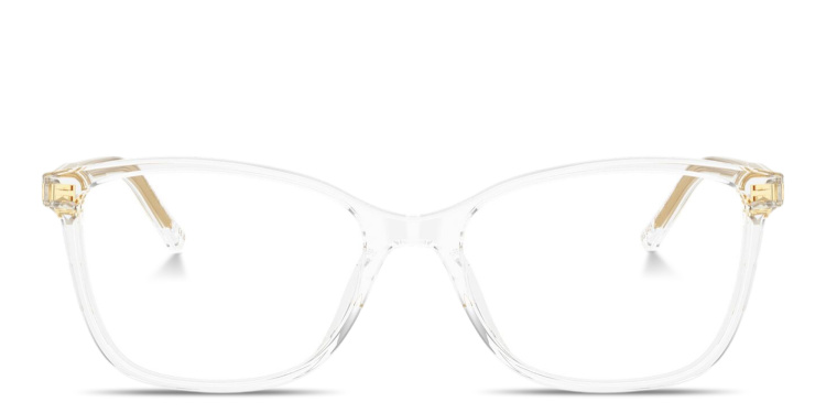 Shop Dolce & Gabbana Logo Print Rectangle Eyeglasses in Clear online.