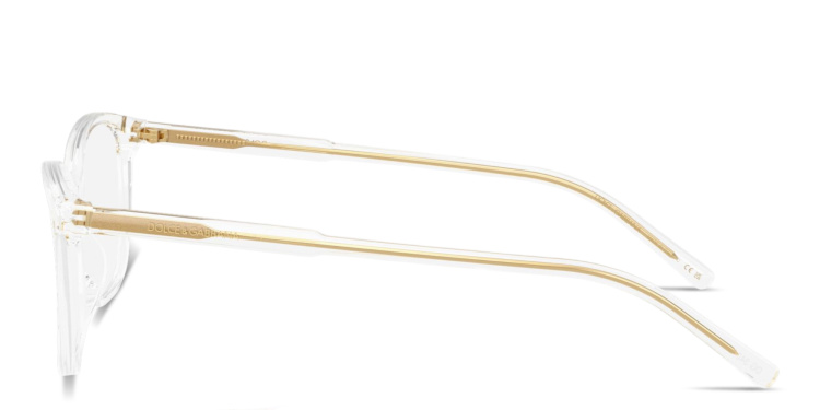 Shop Dolce & Gabbana Logo Print Rectangle Eyeglasses in Clear online.