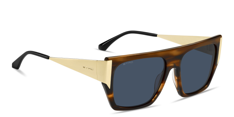 Shop ETRO Engraved Logo Unisex Rectangle Sunglasses in Havana online.