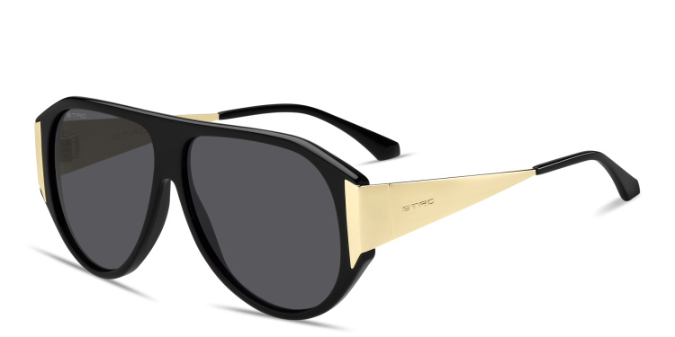 Shop ETRO Engraved Logo Unisex Aviator Sunglasses in Black online.