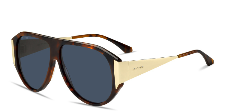 Shop ETRO Engraved Logo Unisex Aviator Sunglasses in Havana online.