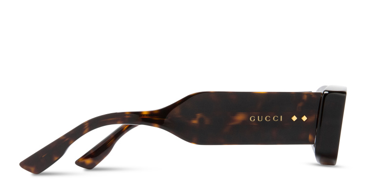 Shop GUCCI Rivets Rectangle Sunglasses in Havana online.
