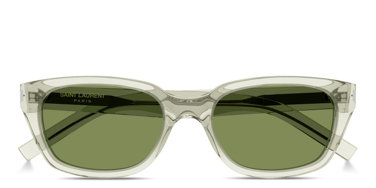 Shop SAINT LAURENT Lettering Unisex Rectangle Sunglasses in Green online.