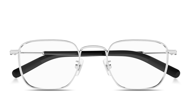 Shop MONTBLANC Snowcap Square Eyeglasses in Silver online.