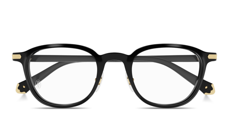Shop Cartier Première de Cartier Square Eyeglasses in Black online.