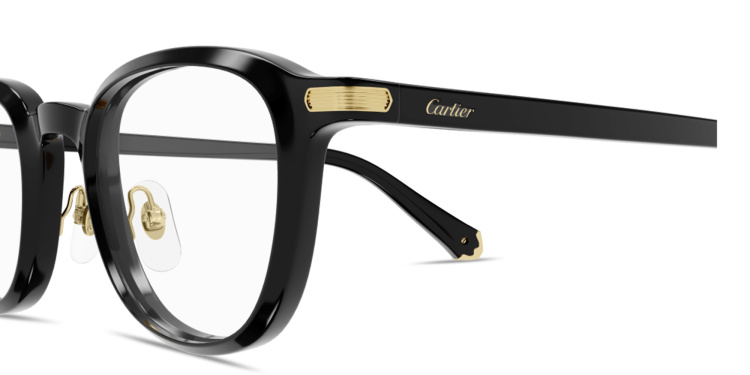 Shop Cartier Première de Cartier Square Eyeglasses in Black online.