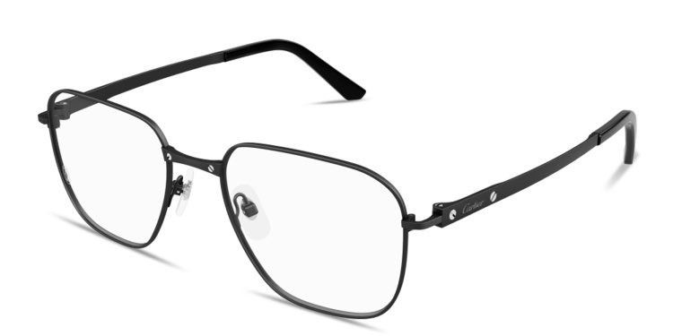 Shop Cartier Santos de Cartier Irregular Eyeglasses in Black online.