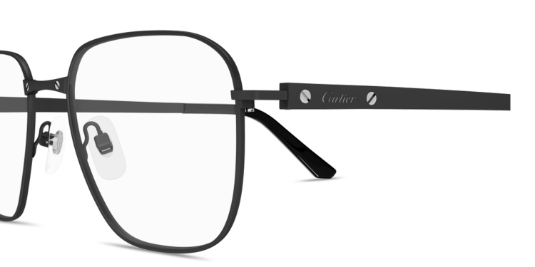 Shop Cartier Santos de Cartier Irregular Eyeglasses in Black online.