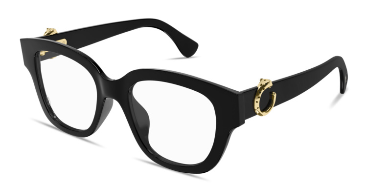 Shop Cartier Panthère de Cartier Square Eyeglasses in Black online.