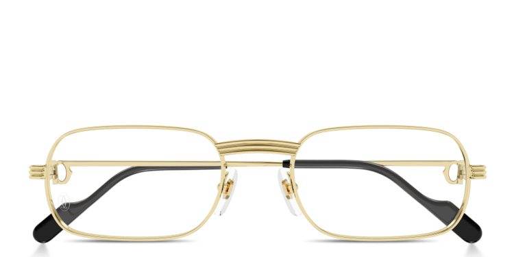 Shop Cartier Première de Cartier Wide Rectangle Eyeglasses in Gold online.